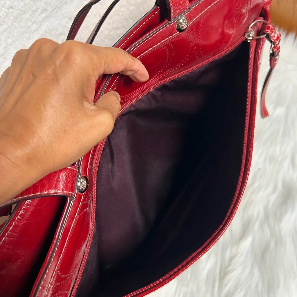 Coach Glossy Red diaper Baby Bag